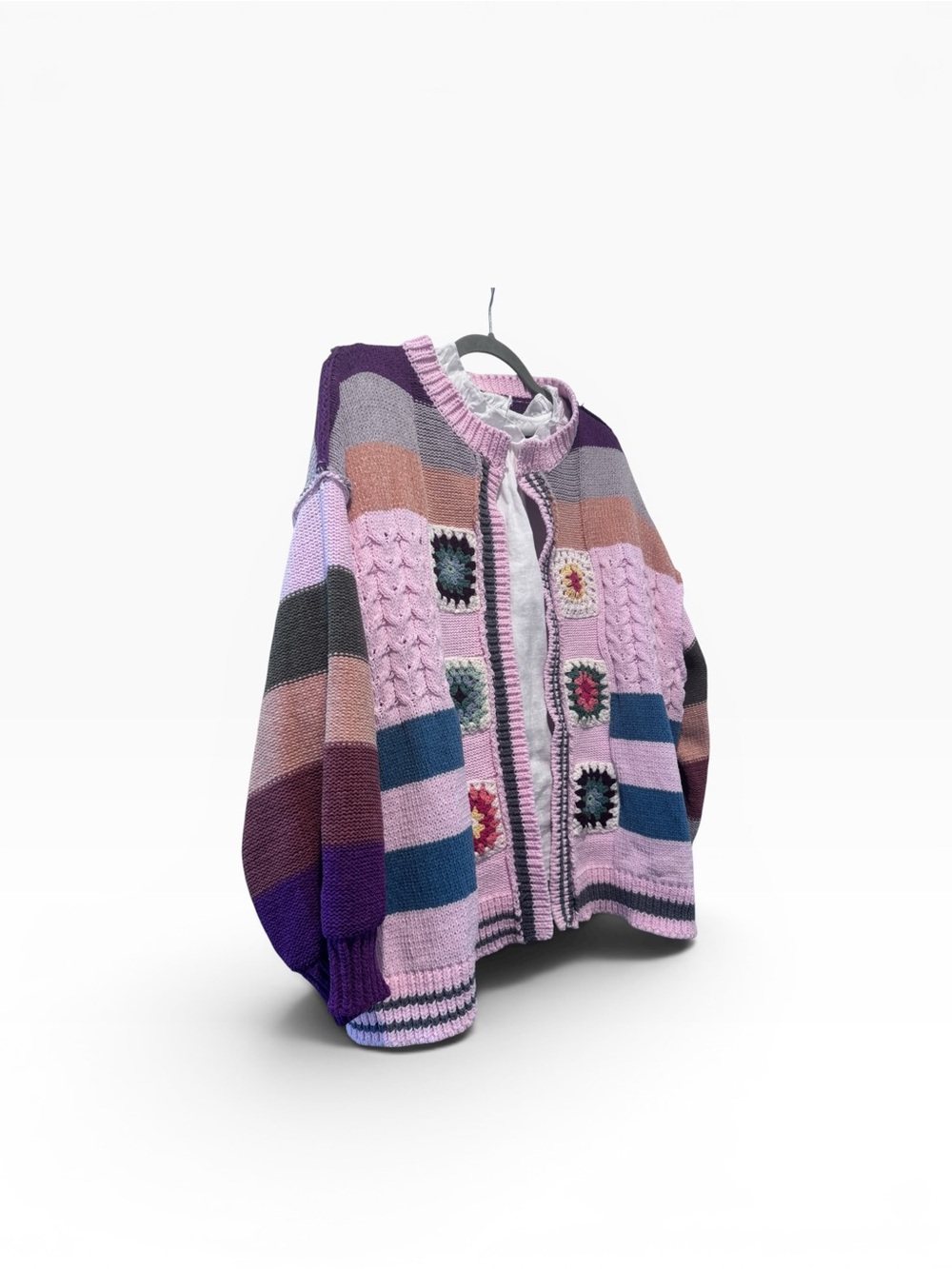 POL crochet open front cardigan- so soft, colorful and cozy- size L